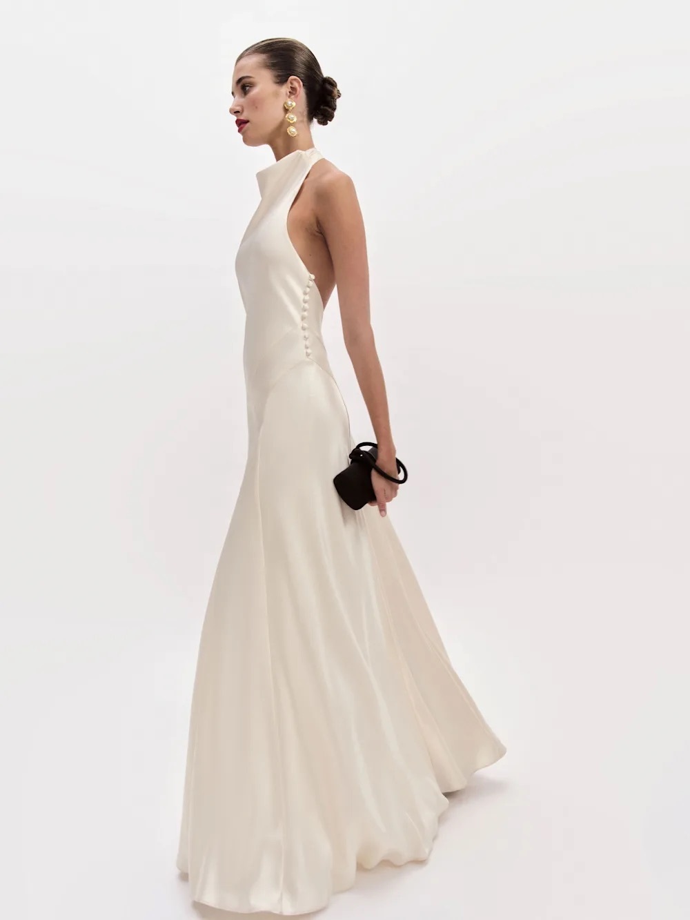 Reformation Cream Backless Satin Gown